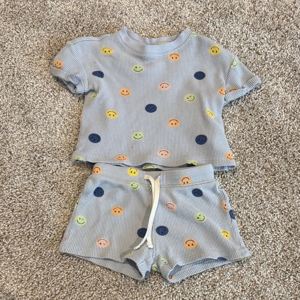Old Navy Baby Smiley Set - Blue, Orange, Yellow Waffle